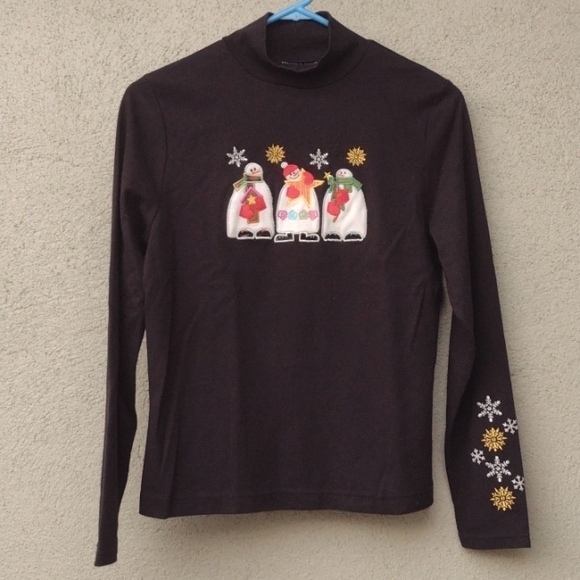 Reference Point Black Christmas Mock Neck Shirt M - Picture 1 of 7